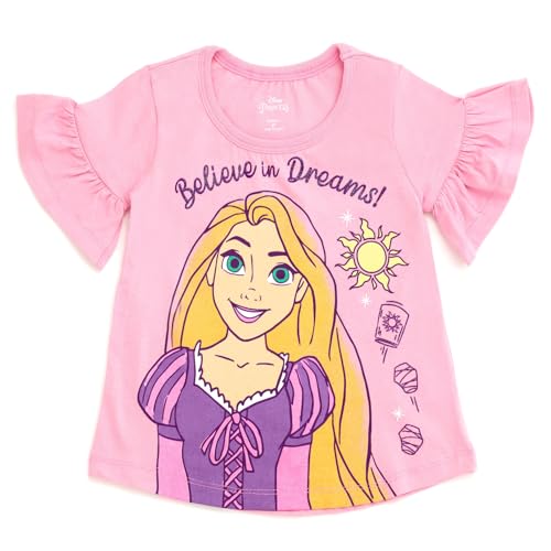 Image of Disney Princess Girls' 2-Piece T-Shirt and Leggings Set Toddler to Big Kid | 2-Piece Coordinated Set, Elastic Waistband Leggings, Breathable Cotton Fabric