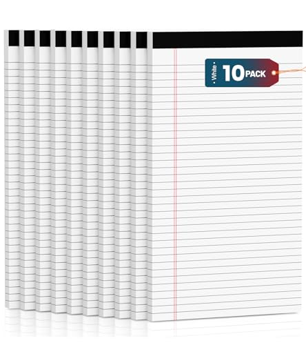 Image of Note Pads 8.5 inchx 14 inch, 10 Pack Legal Pads 8.5 x 14 White, Notepads 8.5 x 14 Wide Ruled Legal Pad, Micro Perforated Lined Writing Pads, 30 Sheets Per Note Pad, Notepads for Work /School /Office