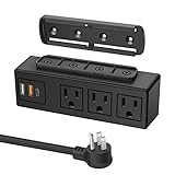 HHSOET Under Desk Power Strip with 3M Adhesive, Removable Under Desktop Mount Plug with Fast Chargin