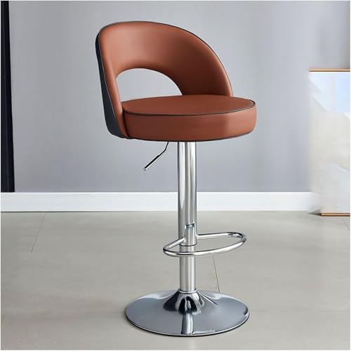 Tabouret de bar en cuir PU noir XJBTBA et finitions métal argenté
