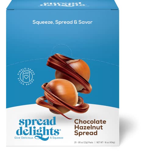 Spread Delights Chocolate Hazelnut Spread — Single Serve Packs For On-The-Go Snacks, All Natural, (20-Count) #TOP1