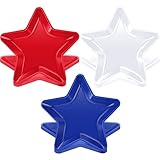 24 Pcs Patriotic Star Shaped Plates 4th of July Dessert Plate Red White Blue Reusable Plastic Snack