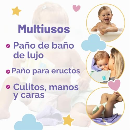 Miniatura 2 de Little Gubbins - Juego De 6 Paños De Baño De Bambú Para Manos, Rostro Y Vagabundos Reutilizables - Uso Como Toalla, Franela O Muselina - Perfecto Para Pieles Sensibles, Naturalmente Antibacteriano
