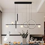ORANOOR Modern LED Pendant Lights, Dimmable 47in Linear LED Chandelier Lighting, Upgraded Black & Gold Dining Room Hanging Light Fixtures Kitchen Island Globe Pendant Light for Dining Table (4200lm)