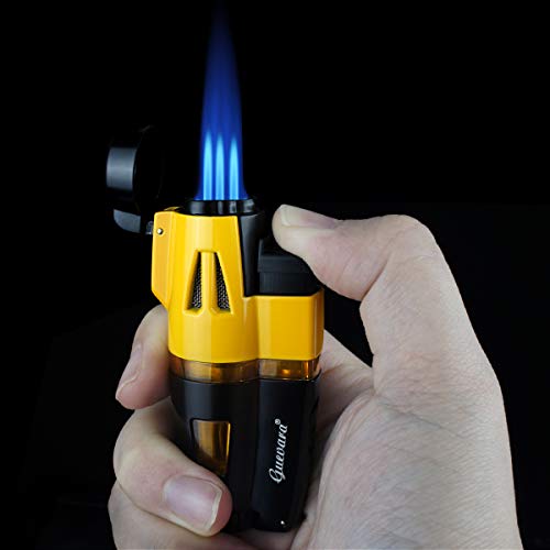 Cigar Lighter Torch Lighters Butane Refillable Lighter 3 Jet Flame Strong Flame Windproof with Punch (No Fuel Include) - Thumbnail 6