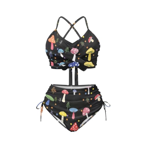 Traje de baño de 2 piezas Plum Skull Bloom biquini estampado floral playa