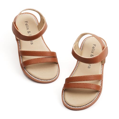 Image of Felix & Flora Toddler Girl Sandals - Little Girl Easter Dress Shoes Lightweight Open Toe Beach Holiday Flats