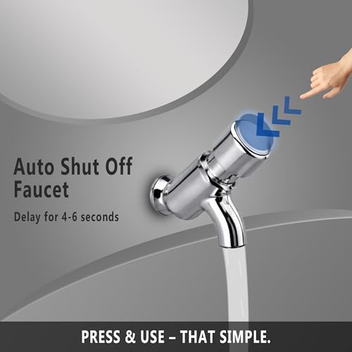 Image of New Ware Water Tap Push Cock for Bathroom Accessories, Kitchen, Wash Basin, Kitchen Sink PMT /Brass Bib Tap for Wash Basin (Chrome Finished /Silver)