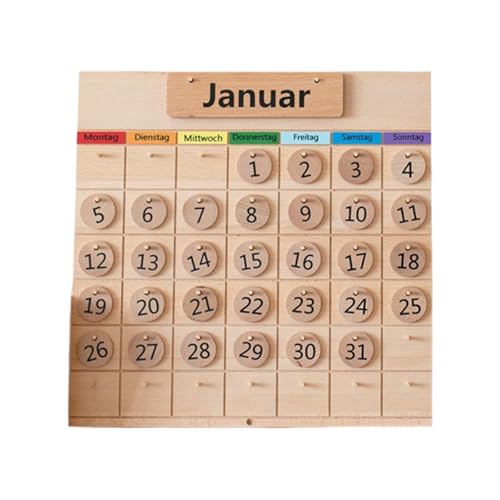 simerlook 万年カレンダー り 木製おもちゃ 日付リマインダー 記録ペンダント 美しい贈り物 装飾品 繰り返し利用可能 磁石 年月ブロック メモ貼付け用木 早期教育 認知 壁飾り オフィス 子供部屋 (木製スクエアカレンダー,ナチュラル)