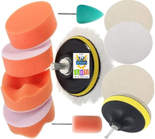 Image of DIY Crafts +2xFelt 2xFur Pad, 3 inch inch, 22 Mini Buffing Polishing Pads Kit Car Detail Polisher for Tight Area Detailing Polishing Waxing Sealing Glaze Car Headlights Door(+2xFelt 2xFur Pad, 3 inch inch)
