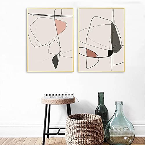 Peinture moderne minimaliste en toile haut de gamme beige et blush 50x70cm décoration murale