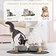 Zosenyer Katzennapf, 2 Stück Keramik Futternapf Katze Set, 3-in-1 rutschfeste Katzennäpfe mit Holzstände und Matten, Fressnapf und Wassernapf für Katzen und Kleine Hunde