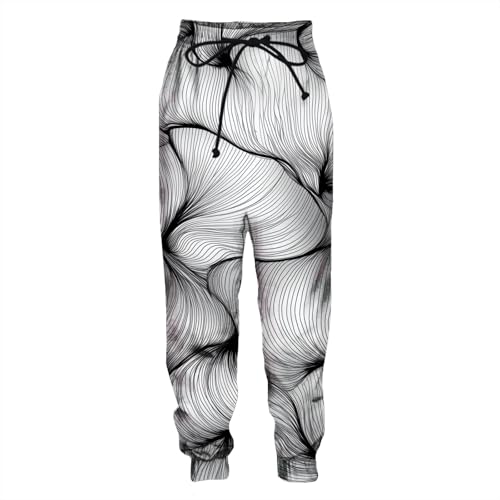 Psychedelic Black White Geometric Pant Abstract Graphic Funny Casual Wear Unisex Gift