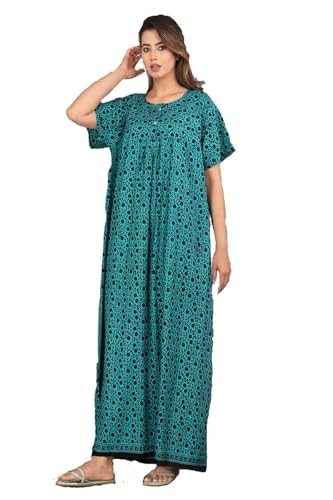 Image of Monique Brand 100% Pure Cotton Nighty for Woman | Floral Gown for Women Night Wear | Cotton Nighty for Women Stylish | Maxi for Women Cotton