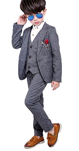 Baby Boys Gentleman Vintage Style and Wedding Tuxedo Waistcoat,Jackets and Pants Outfit Suits (Grey, 2-3Years)