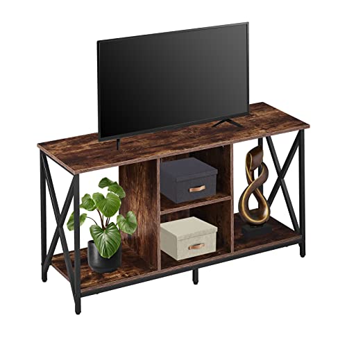 LEMROE Industrial Design TV Stands with Storage Shelves TV Cabinet with Wood and Metal Frame for Living Room, Entertainment Center, 47-Inch Wide