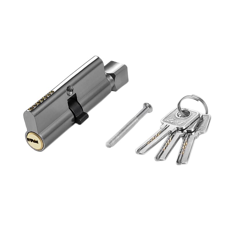 TA-VIGOR 90mm Cylinder Lock, Thumb Turn Knob Door Barrel Lock with 3 Keys, Anti-Bump & Drill/Pick Proof Door for UPVC Wooden Composite Doors Front or Internal Doors, Nickel