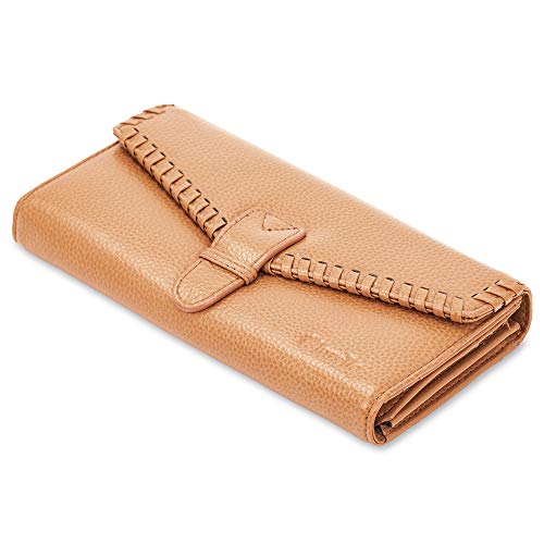 bluzelle Echt-Leder Geldbörse mit Stil - Hochwertiges Portemonnaie Groß mit vielen Kartenhaltern - Klassisches Design für jeden Anlass, Farbe:Braun Cover