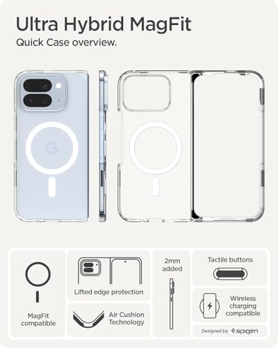 Image of Spigen Ultra Hybrid MagFit for Google Pixel 10 Pro Fold Case, Pixel 10 Pro Fold Back Cover (2025) - TPU+Poly Carbonate｜Clear White