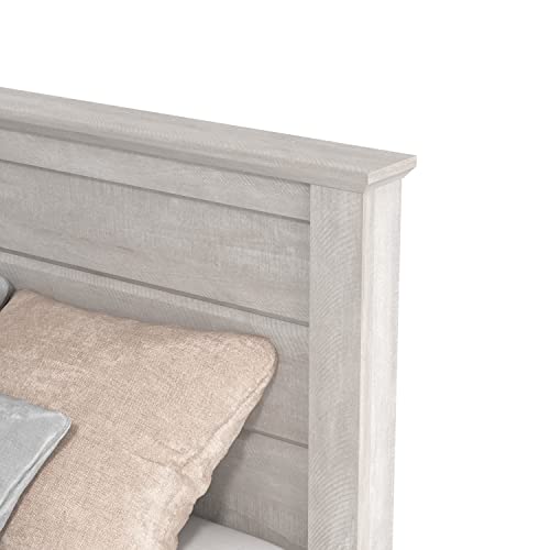 Galano Tiena Bed Frame - Wood Platform With Headboard - Bedroom - Wooden Slat Support - No Box Spring Needed - Easy Assembly - Queen Size - Dusty Grey Oak #TOP4