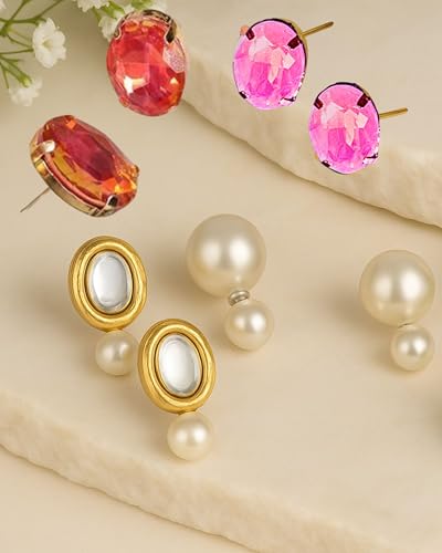 Image of Mansiyaorange Chunky Earrings Tops Stud For Women & Girls