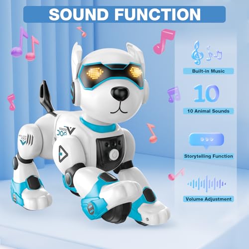 Dreamon Roboter Hund Kinder, Ferngesteuerter Hund Spielzeug Gestensteuerung Interaktive Berührung Programmierbar Tanzmusik Nachahmung von Tiergeräuschen Geschenke für Jungen und Mädchen