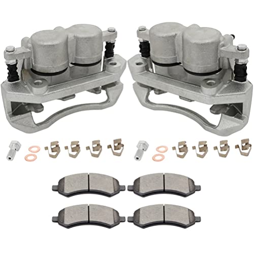 Image of SCITOO Front Left & Right Brake Kit [4] Brake Pads [2] Brake Disc Calipers w /Bracket Compatible With 2007-2009 for Chrysler for Aspen,2009-2010 for Dodge for Dakota