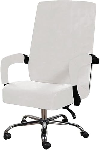 Funda para silla de oficina con fundas para reposabrazos, funda elástica de terciopelo suave para silla de escritorio, fundas protectoras para silla