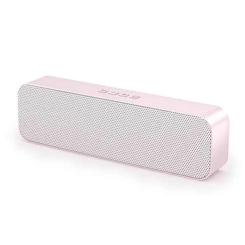 Computer Speaker for Desktop Rechargeable PC Speaker Small Computer Soundbar with Stereo & Bass 3.5mm Aux-in Bluetooth TF Port Loud Volume for Web Conferences Teacher Music (Pink)