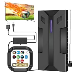 TV Antenna 4K Optional Channels HDTV Antenna Indoor/Outdoor Full HD / 1080P Video Antenna Digital Antenna for Smart HDTV 360° Receive Super Long Distance 1000 Miles