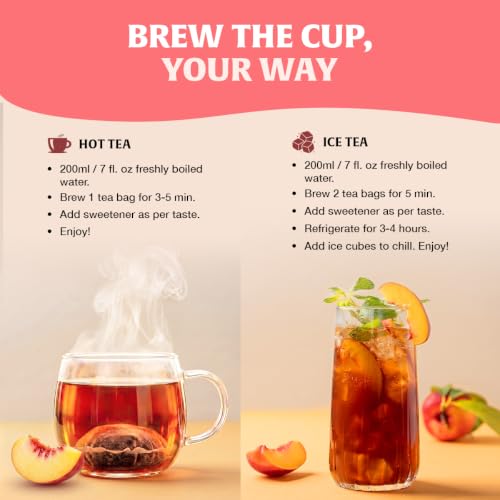 Image of HANDPICK Peach Fruit Tea(80 Teabags) Fruity, Floral & Refreshing Flavor