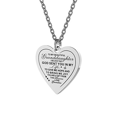 seensea Haoflower Daughter Heart Pendant Necklace You are Braver Than You Believe Engraved Motivational Message Stainless Steel Jewelry Gifts from Mom Dad
