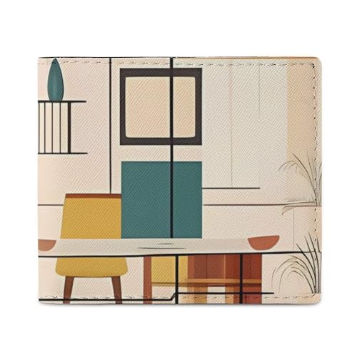 Wallet for Men Credit Card Holder Mid Century Modern Slim Leather Wallet for Women Men's Wallet