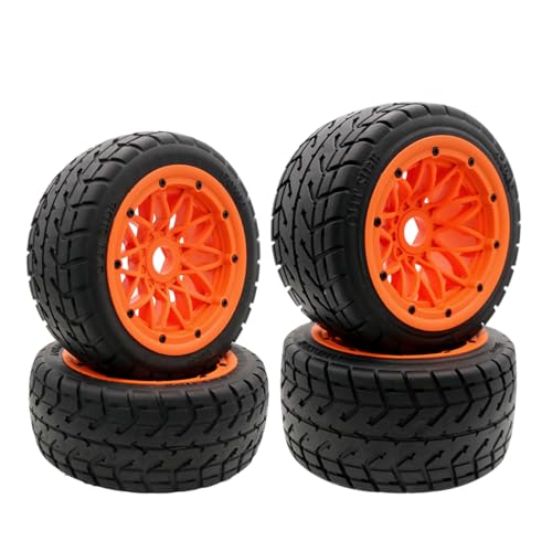 FLMLF on-Road Front Rear Wheel Tire Assembly 170X60/80mm for 1/5 HPI ROFUN BAHA KM ROVAN BAJA 5B SS Rc Car Parts (Orange)