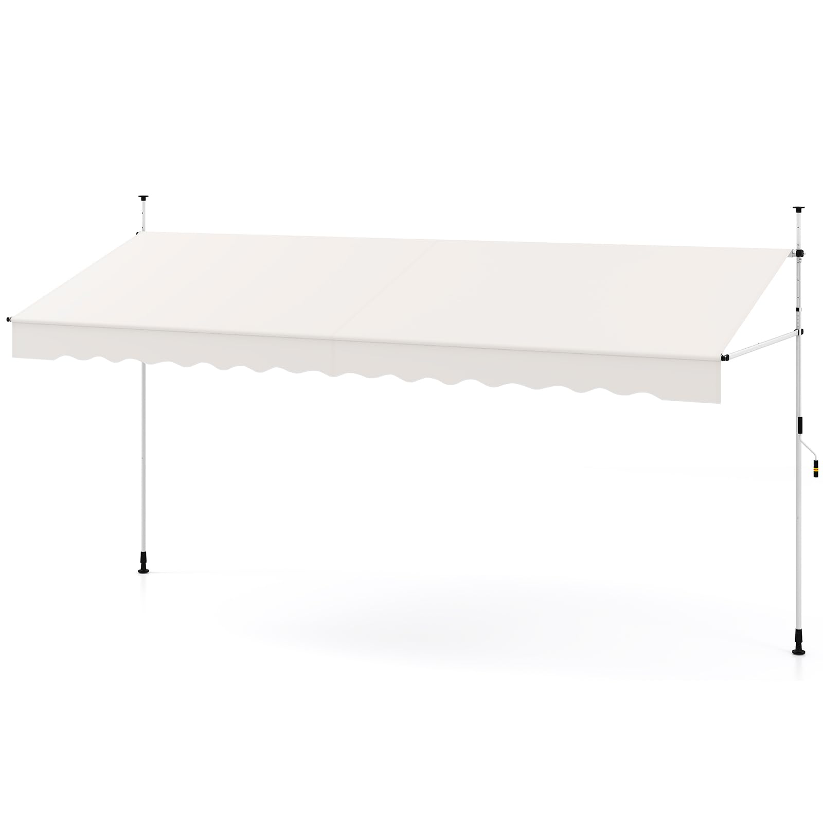 RELAX4LIFE Store Banne Manuel Rétractable avec Manivelle | Auvent Rétractable Résistant aux UV, Imperméable | Hauteur&Angle Réglable | Store Banne sans Percage pour Balcon, Terrasse (4x2,3 M,Blanc)