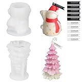 3D Kerzenform Weihnachtsbaum Kerzen-Form Aus Silikon, 2 Stück Weihnachten Kerzenform Zum Gießen, Schneemann Silikon Kerzen Gießform, Christmas Party Mold Zubehör, für Handwerk Ornamente, Duftkerze
