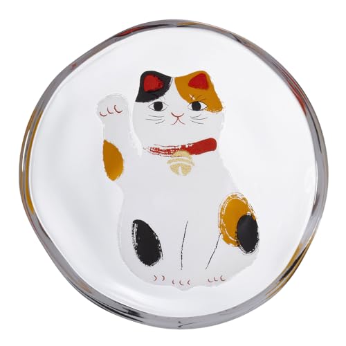 アデリア(ADERIA) 招き猫 豆皿 ミケ 日本製 化粧箱入 小皿 醤油皿 おしゃれ 取り皿 お皿 プレート 食器 ガラス 和食器 和菓子 ギフト 女性 母の日 食器 父の日 夫婦 男性 引越し祝い 結婚 挨拶回り 退職 誕生日 プレゼント 記念日 贈り