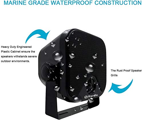 Herdio HS-61B 4 Inches Heavy Duty Waterproof Boat Marine Box Outdoor Speakers Surface Mounted For Skid Steer Atv Utv Rzr Golf Cart Tractor Powersports Boat Truck Jeep thumb #4