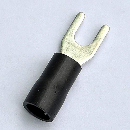 Davitu (1000 pcs/lot) Crimp Spade Wire Connector, 14~12AWG, 8, 37AMP, Black, Fork Terminal.
