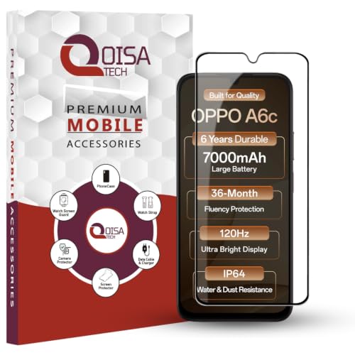 Image of Premium Tempered Glass Screen Protector Guard For Oppo A6c 4G (6.75 Inch, Pack of 1) | Edge to Edge Coverage With Easy to installation kit