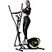 Macchina Ellittica Fitness Machine Cyclette Ellittica con 8 Livelli di Resistenza/Display LED/Porta Tablet/Maniglia per Test della frequenza cardiaca/Carico Massimo: 120KG (Giallo + Metallo)