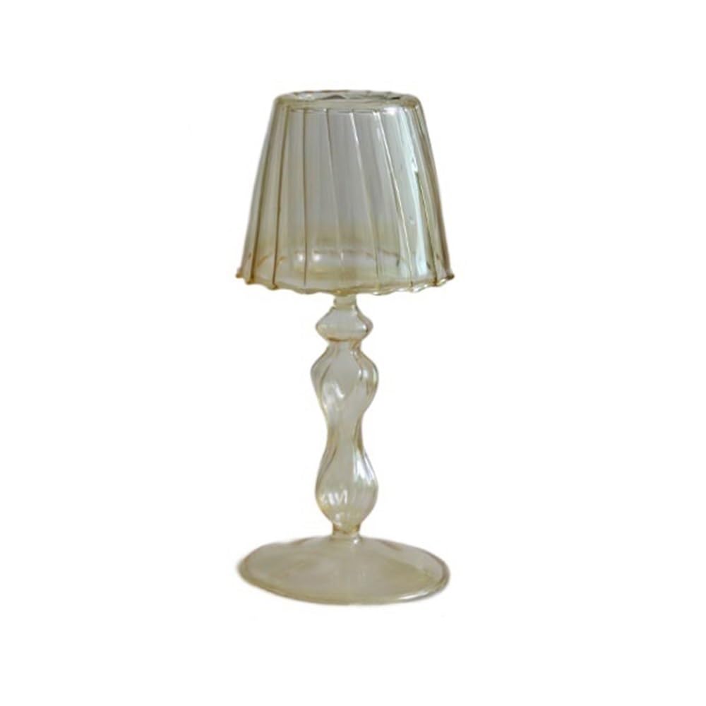 Vintage candle holder Retro Table Lamp Style Glass Candle Holder Home Decoration Personality Ornaments(Yellow)