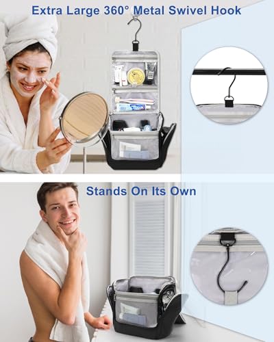 Relavel Hanging Toiletry Bag for Men and Women, Travel Toiletries Bag Water-resistant Large Makeup Cosmetic Organizer Storage, Shaving Dopp Kit Shower Bathroom Hygiene Bags, Carry-on Travel Essentials4