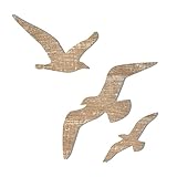 LNSYSNS 3 Stück Wanddeko Holz, Möwenförmiges Wanddeko Schlafzimmer, Möwenförmiges Wand Deko Schrauben und Knöpfe für Wohnzimmer, Schlafzimmer, Flur