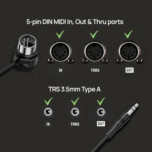 Image of CME TRS MIDI Cable 4-Pack - Straight TRS Type A (3.5mm - 1 /8 inch) to Angled 5-pin DIN, 1FT / 30CM - Perfect for Compact Spaces and patching