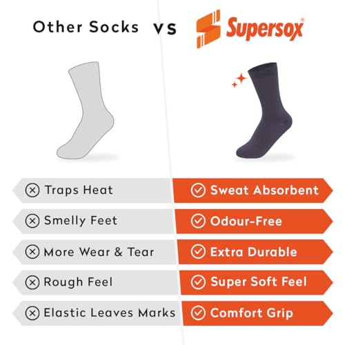 Image of Supersox Regular Length School Uniform Socks for Kids | Breathable Cotton | Anti-Odour & Moisture Absorbent | Durable Welt for All-Day Comfort | Grey Colour | Pack of 5