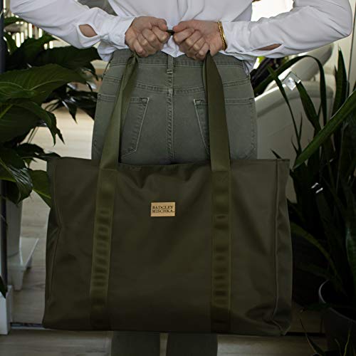 Badgley Mischka Nylon Travel Tote Weekender Bag - Lightweight Packable Travel Bag (Olive Green) #TOP7