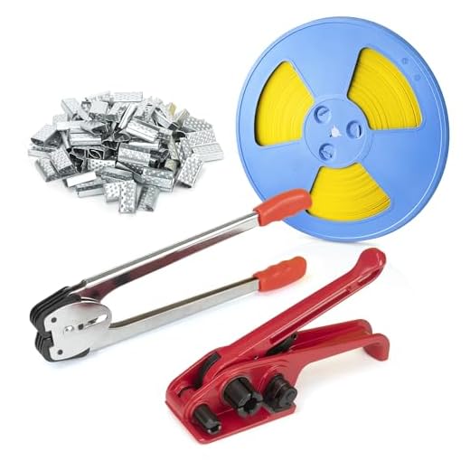 All-in-One Packaging Banding Strapping Kit with Upgraded Poly Strapping Tensioner, Sealer Tools,3900" PP Band and 100 Metal Seals