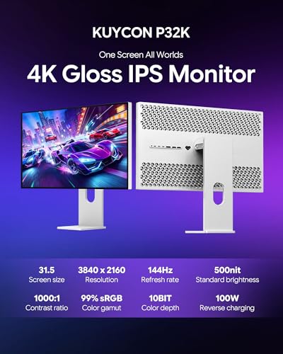 Image of P32K 32'' UHD (3840 x 2160) 4K 144Hz Glossy Monitor, IPS Panel, 10-Bit Color, 99% sRGB, 96% DCI-P3, 139PPI, HDR, Low Blue Light, Eye Care (Honeycomb - with Stand x2)