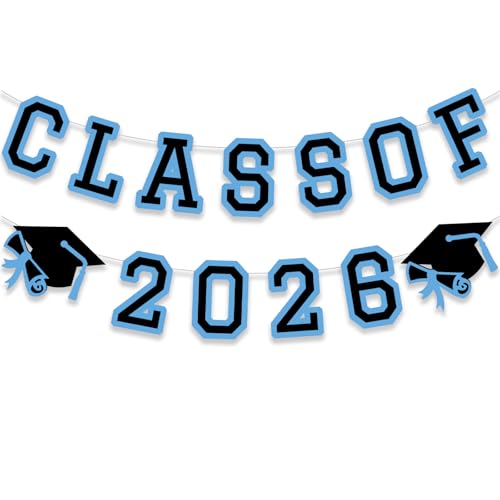 Image of Class of 2026 Graduation Banner University College Grad Garlands Decoration Party Supplies High School Colors Light Blue